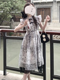 Vevesc Summer Bow Elegant Mini Dress Women Ruffle Flounce Vintage Party Dress Female Korean Fashion Designer Princess Cute Dress