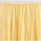 Vevesc  Yellow Pleated Long Skirts For Women Casual High Waist A-line Female Vestidos Spring Summer Loose Ladies Streetwear 2025 New