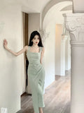 Vevesc  Evening Dresses Women Sleeveless Sexy Square Collar Slim Elegant Split Cocktail Dress Wedding Party Fashion Bridesmaids