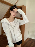 Vevesc  Oversize Sweatshirts Women Hooded Chic Loose All Match Autumn High Street Casual Office Lady Slim Chic Fashion