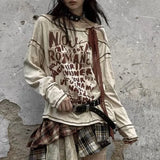 Vevesc Vintage Casual Irregular Streetwear Lace Up Mujer Vintage 2000S Y2K Harajuku Loose Feminine Exquisite Tops New Print Lace Tops
