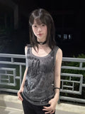 Vevesc Streetwear Vintage Moda Popular Tank Tops Simple All Match American Print Casual Girl Camisole Y2k Aesthetic Harajuku Punk Tops