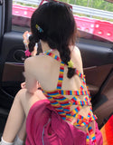 Vevesc Summer Spicy Girls Wear Rainbow Stripes Sexy Dopamine Mini Straps Women's Sweetheart Tank Top Open Back Short Top