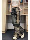Vevesc Women's Y2k Flare Jeans Harajuku Korean Baggy Denim Trousers Japanese 2000s Style Jean Pants Vintage Trashy Clothes