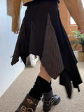 Vevesc Harajuku Women Irregular Skirts Patchwork Grunge Streetwear Drawstring Vintage Skirt Summer Trendy Mujer Faldas Y2k Aesthetic