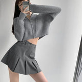 Vevesc Style Simple High Waist A-line Pleated Skirts Korean All Match Popular Harajuku Punk Girl Bottom Y2k Aesthetic Skirt