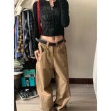 Vevesc Y2K 2000S Cargo Jeans Women Vintage Oversized Denim Wide Leg Pants Japanese Harajuku High Waist Baggy Straight Trousers