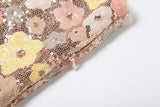 Vevesc  Sequins Mini Dress Women Flower Print Colorful Patchwork Skinny Backless Sleeveless Vacation Trend Elegant Sweet Outfits