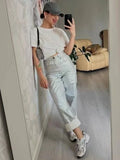 Vevesc Loose PU Women Pants Solid Casual High Waist Pockets Fashion Streetwear Woman 2024 Autumn Winter New Baggy Bottoms Femme