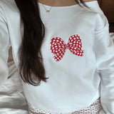 Vevesc Embroidery Off Shoulder Long Sleeve Pullovers Fall Casual Baggy Tops Women's Loose Sweatshirts Y2k Vintage O Neck Hoodies