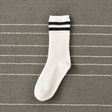 Vevesc Socks Women Woman Korean Version Japanese Striped Cotton Tube Pile Socks Spring Ins Tide Socks College Style Skarpety Cotton Sox