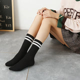 Vevesc Socks Women Woman Korean Version Japanese Striped Cotton Tube Pile Socks Spring Ins Tide Socks College Style Skarpety Cotton Sox