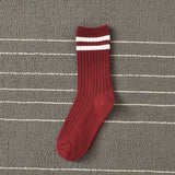 Vevesc Socks Women Woman Korean Version Japanese Striped Cotton Tube Pile Socks Spring Ins Tide Socks College Style Skarpety Cotton Sox