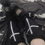 Vevesc Leg Warmers Lolita Goth Punk Cross Gothic Harajuku Socks Japanese JK Y2k Accessories Hot Girl Leg Set Black Socks Boot Cuff