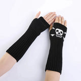 Vevesc Skull Stockings Gloves Set Punk Women Harajuku Dark Gothic Y2K Long Socks Knee Lolita Girls High Socks Cosplay Accessories