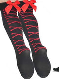 Vevesc 1 pair of long hose European and American Halloween socks women's long hose bow ti knee length socks printed long socks