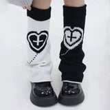 Vevesc AB Star Knitted Leg Warmers Y2K Gothic Harajuku Women Japanese Socks Hot Girl Accessories High Tube Calf Socks Boots Cover Socks