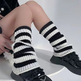 Vevesc Korean Pink Punk Women Leg Warmers Stripe Japanese Boot Cuffs Knit Leg Spreader Gothic JK Harajuku Long Cable Flared Socks