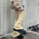 Vevesc New Gothic Knitted Leg Warmers Y2k Color Blocking Jk Lolita Pile Calf Sock Harajuku Socks Wide-leg Horn Leg Cover JK Accessories