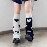 Vevesc AB Star Knitted Leg Warmers Y2K Gothic Harajuku Women Japanese Socks Hot Girl Accessories High Tube Calf Socks Boots Cover Socks