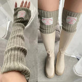 Vevesc Korean Label Over-knee Leg Warmers Sleeves WOMEN Arm Covers Japanese Leggings Y2k Wool Thigh Socks Punk Multifunctional Gloves