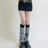 Vevesc New Leg Warmers Cross Chain Leg socks Y2k Japanese Punk Hot Girl Dark Women Harajuku Gothic Cable Knit Socks Cosplay Accessories