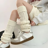 Vevesc Women Thickened Knitted Leg Covers Vintage Winter Warm Calf Socks Cashmere Y2K Harajuku Japanese JK Mid Tube Socks Leg Warmers