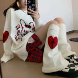 Vevesc Legwarmers Skeleton Japanese Jk Knitted Leg Warmer Red Heart Lolita Stockings Punk Harajuku Long Cable Knit Socks Flared Socks
