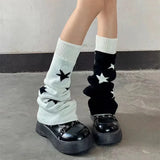 Vevesc Y2K Punk Knitted Leg Warmers Star Gothic Cross Harajuku Women Heart Socks Calf Socks Boots Cover Socks Halloween Accessories