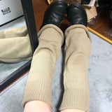 Vevesc New Gothic Knitted Leg Warmers Y2k Color Blocking Jk Lolita Pile Calf Sock Harajuku Socks Wide-leg Horn Leg Cover JK Accessories