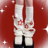 Vevesc Japanese Star Leg Warmers Socks Striped JK Boot Cuffs Lolita Socks Harajuku Knit Sock Sets Thigh Garter y2k hot girl Accessories