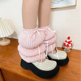Vevesc New Y2k Bubble Lantern Strap Leg Covers Ballet Knitted Socks Pink Girl Leg Warmers Harajuku Boot Cuffs Japanese JK Lolita Sock