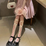 Vevesc 1 pair of JK girls' strap socks Lolita calf socks Cosplay girls' calf socks Hollow strap JK stockings