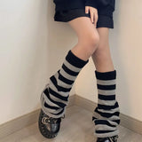 Vevesc Women Leg Warmers Japanese Punk Boot Cuffs Gothic Knit Socks JK Hot Girl Harajuku Long Cable Flared Socks Knee Pads Accessories