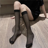 Vevesc Black Calf Women's Silk Stockings Summer Thin Transparent Anti Hook Thread Cute Sox Calf Socks Breathable Shaping Slimming