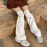 Vevesc New Winter Warm Lamb Wool Drawstring Leg Warmers Designer Japanese Y2K Women Gothic Harajuku High Tube Calf Socks Boots Cover