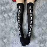 Vevesc Skull Stockings Gloves Set Punk Women Harajuku Dark Gothic Y2K Long Socks Knee Lolita Girls High Socks Cosplay Accessories