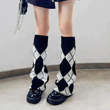 Vevesc Y2K Punk Knitted Leg Warmers Star Gothic Cross Harajuku Women Heart Socks Calf Socks Boots Cover Socks Halloween Accessories