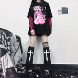 Vevesc Legwarmers Skeleton Japanese Jk Knitted Leg Warmer Red Heart Lolita Stockings Punk Harajuku Long Cable Knit Socks Flared Socks