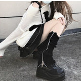 Vevesc White Leg Warmers Socks Japanese JK  Winter Boot Cuffs Long Warmer Lolita Socks Harajuku Knit Sock Sets Thigh Garter Fur Socks