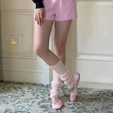 Vevesc Japanese Leg Warmers Lolita Stepping Sock Cover Y2K Girl Socks Knitted Foot Cover Women Socks Gothic Cuffs Ankle Warmer
