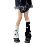 Vevesc AB Star Knitted Leg Warmers Y2K Gothic Harajuku Women Japanese Socks Hot Girl Accessories High Tube Calf Socks Boots Cover Socks