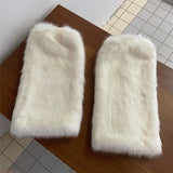 Vevesc White Faux Fur Leg Warmer Sock Leggings Winter Jk Gothic Boots Socks Y2K Hot Girl Harajuku Y2k Lolita Boot Cover Foot Sleeve