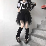 Vevesc Black White Leg Warmers Boot Cuffs Women Knit Socks Harajuku Japanese Long Warmer Punk Cable Socks Striped Flared Lolita Socks