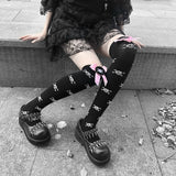 Vevesc JK Girls Socks Black Goth Cute Fish Net Stockings Pink Y2K Harajuku Lolita Long Knee Socks Cosplay JK Lolta Thigh High Stockings