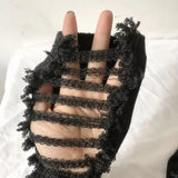 Vevesc Gothic Ripped Mid Tube Socks Hand Cut Pile Pile Socks Knitted Socks Y2k Hot GirlWomen Punk Harajuku Clothing Accessories