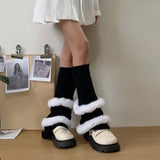 Vevesc Winter Plush Thickened Kwaii Leg Warmers Lolita Cute JK Leg Covers Gothic Leg Socks Y2K Calf Socks Warm Leg Boot Cuffs Sock