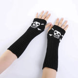 Vevesc Skull Stockings Gloves Set Punk Women Harajuku Dark Gothic Y2K Long Socks Knee Lolita Girls High Socks Cosplay Accessories