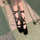 Vevesc Cross Tie Invisible Socks Ballet Lace Boat Sock JK Lace Strappy Lolita DIY Ripped Straps Cotton Low Cut Socks Invisible Stocking