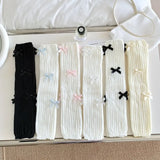 Vevesc New Japanese Bow JK Knitted Leg Socks Wool Pile Socks Leg Warmer Y2k Punk Harajuku Leg Cover Pile Socks Korean Leg Socks